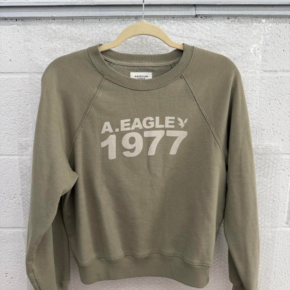 American Eagle Outfitters Graphic Crewneck Sweatshirt Sage Green Small